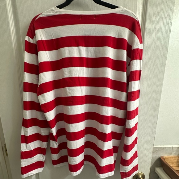 SSLR Men’s Red and White Striped Long Sleeve Shirt Size XXL Casual Crew Neck - Picture 4 of 4